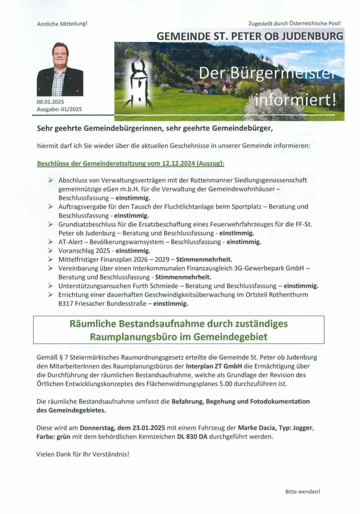 Der Bürgermeister informiert