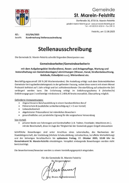 Stellenausschreibung
