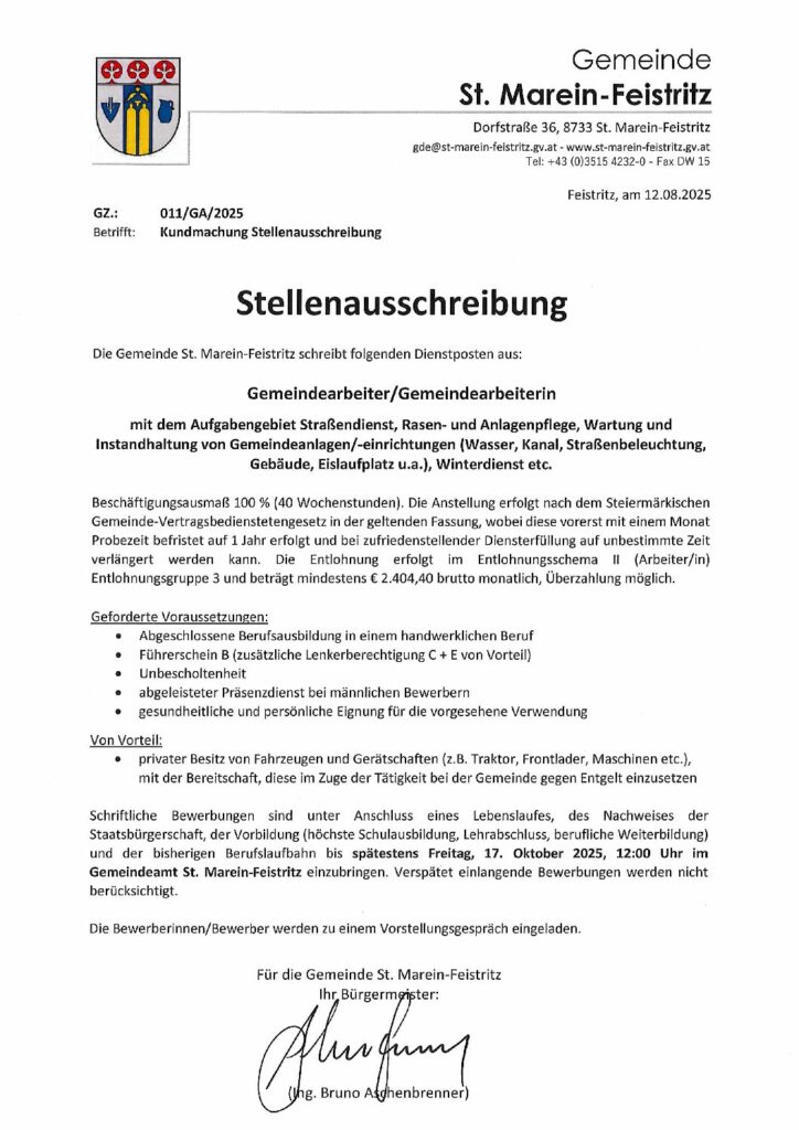 Stellenausschreibung