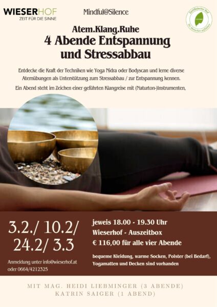 Entspannung- und Stressabbau 4 Abende Februar und März 2026