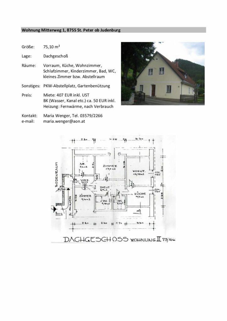 Wohnung St. Peter - Mitterweg 1 Obergeschoss