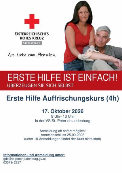 Kursankündigung 8h Gemeinde St. Peter ob JU 