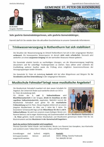 Der Bürgermeister informiert